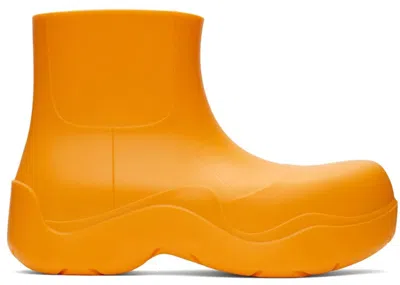 Pre-owned Bottega Veneta Men's  Puddle Ankle Boots Tangerine Sneakers In Orange