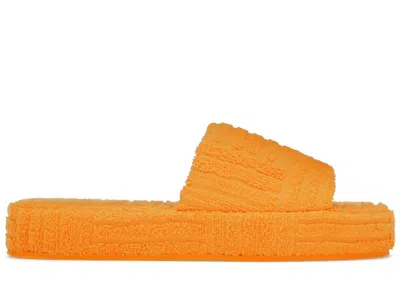 Pre-owned Bottega Veneta Men's  Resort Sponge Slide Tangerine Sneakers In Orange