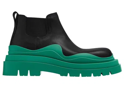 Pre-owned Bottega Veneta Men's  Tire Boot Mid Acid Sneakers In Black/turquoise In Multi