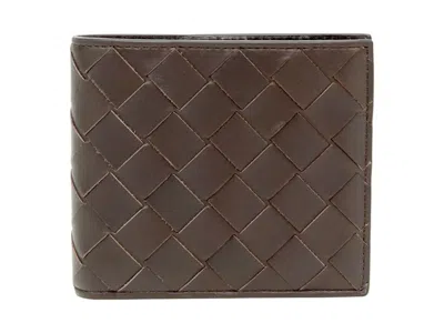 Pre-owned Bottega Veneta Men's  Wallet Intrecciato Bifold In Fondant Brown