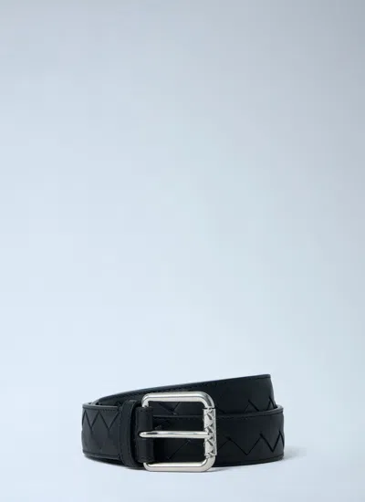 Bottega Veneta Men Braided Belt In Black