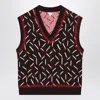 Bottega Veneta Men Brown Jacquard Vest With Matchstick Pattern In Brown