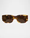 Bottega Veneta Bv1400s Linea Intrecciato 002 Havana Brown Sunglasses In Brown