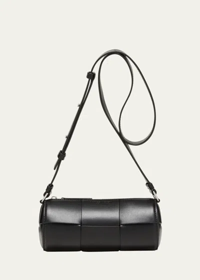 Bottega Veneta Men's Canette Intreccio Leather Crossbody Bag In Schwarz