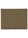 Bottega Veneta Card Holder "woven Stamp" In Green
