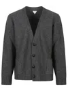Bottega Veneta Men Cardigan With Logo In Gray