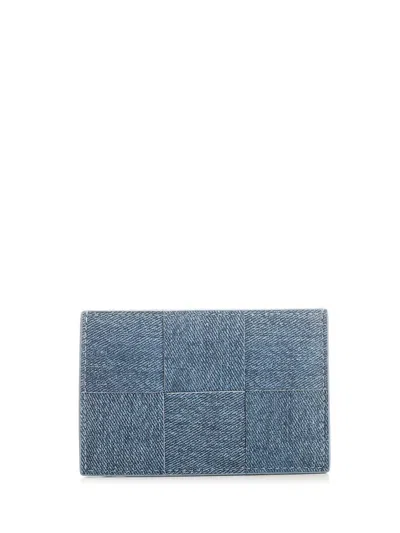 Bottega Veneta Men "cassette" Card Holder In Denim In Blue