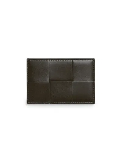 Bottega Veneta Men's Cassette Intrecciato Leather Card Case In Black