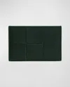 Bottega Veneta Men's Cassette Intrecciato Leather Card Case In Raintree-par/rain-si