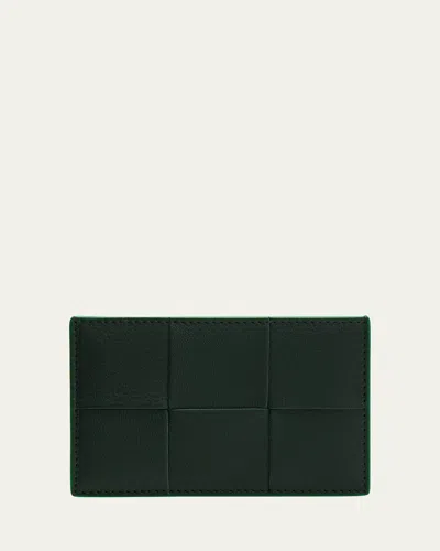 Bottega Veneta Men's Cassette Intrecciato Leather Card Case In Raintree-par/rain-si