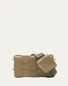 Bottega Veneta Men's Cassette Intreccio Leather Crossbody Bag In Taupe/taupe N-silver