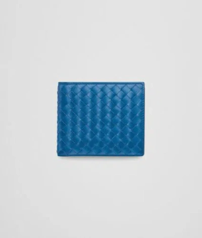 Pre-owned Bottega Veneta Men's Classic Intrecciato Bi-fold Wallet Bluette Italy