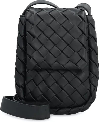 Bottega Veneta Men's Cobble Intrecciato Nappa Crossbody Bag In Black