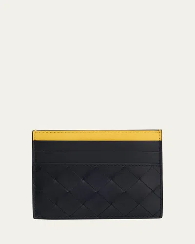 Bottega Veneta Men's Colorblock Leather Card Holder In Black