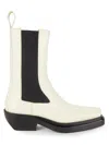 Bottega Veneta Men's Colorblock Square Toe Ankle Boots In White