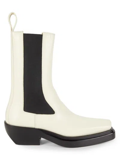 Bottega Veneta Men's Colorblock Square Toe Ankle Boots In White