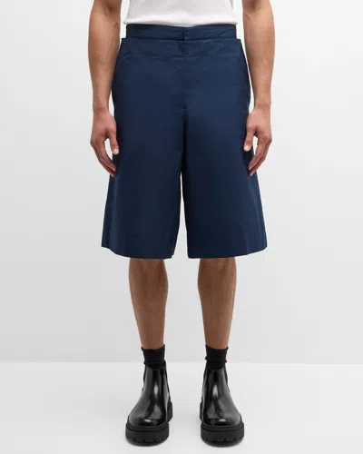 Bottega Veneta Men's Compact Canvas Shorts In Blue