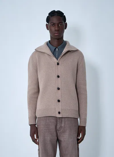Bottega Veneta Men Compact Wool Cardigan In Black