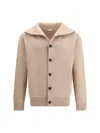 Bottega Veneta Mens Sparrow Compact High-collar Knitted Wool Cardigan In Neutral