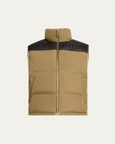 Bottega Veneta Frosted Cotton Poplin Down Vest In Espresso