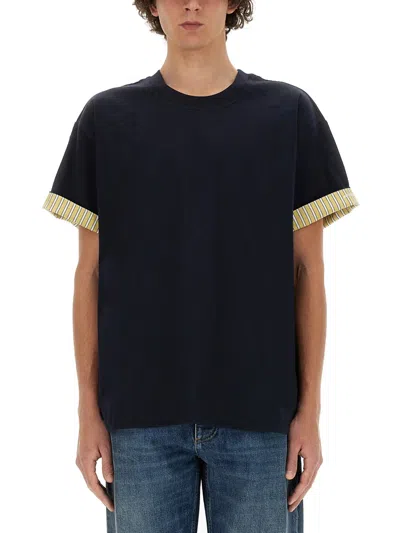 Bottega Veneta Men Cotton T-shirt In Blue