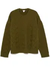 Bottega Veneta Olive Green Pullover With Intreccio Pattern In Multi