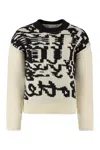 Bottega Veneta Graphic Intarsia Wool Sweater In Ivory