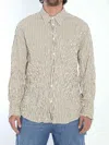 Bottega Veneta Striped Pattern Crinkled Cotton Shirt