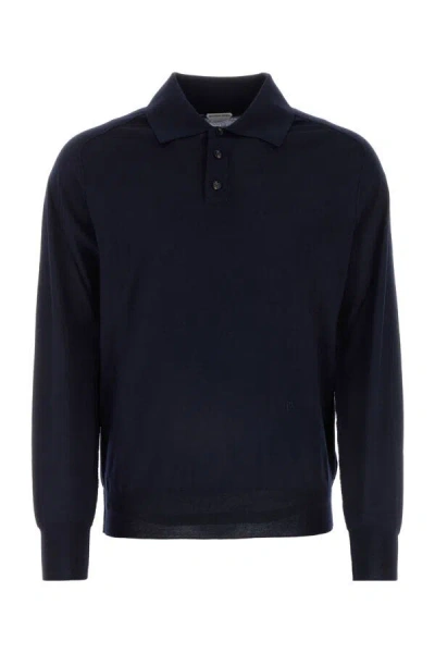 Bottega Veneta Long Sleeves Wool Polo Shirt In Blue
