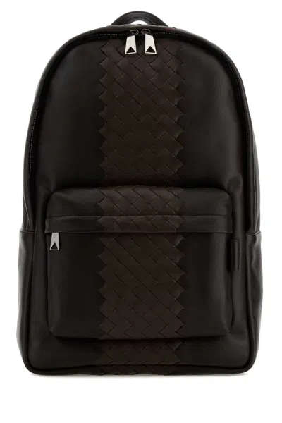 Bottega Veneta Men Dark Brown Leather Backpack