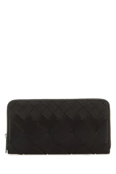 Bottega Veneta Men Dark Brown Leather Intrecciato Wallet