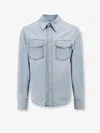 Bottega Veneta Men Denim Shirt With Mother-of-pearl Buttons In Blue