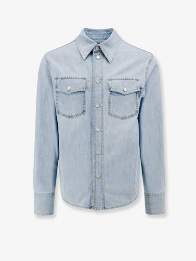 Bottega Veneta Men Denim Shirt With Mother-of-pearl Buttons