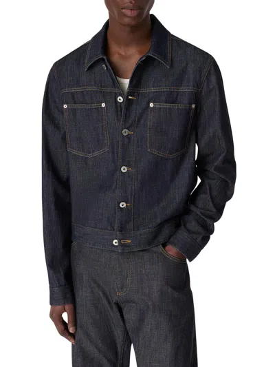 Bottega Veneta Men's Denim Trucker Jacket In Blue