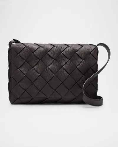 BOTTEGA VENETA MEN'S DIAGO LARGE INTRECCIO LEATHER CROSSBODY BAG