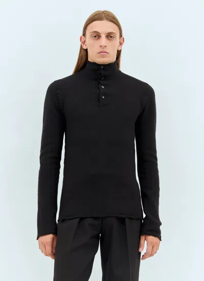 Bottega Veneta Men Distorted High Neck Wool Sweater In Black