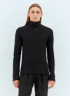 Bottega Veneta Men Distorted High Neck Wool Sweater In Black