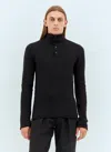 Bottega Veneta Men Distorted High Neck Wool Sweater In Black