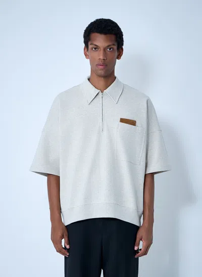 Bottega Veneta Men Double Cotton Melange Polo In White