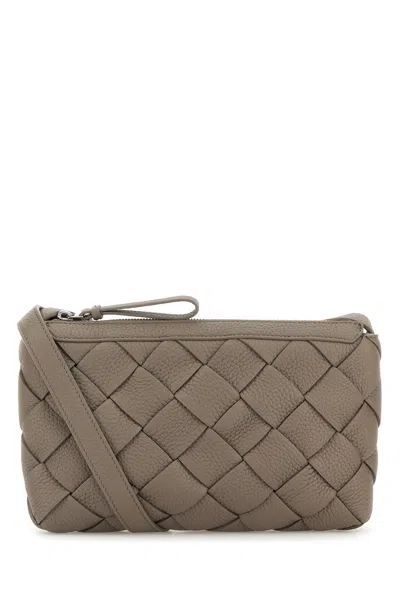 Bottega Veneta Men Dove Grey Leather Diago Crossbody Bag