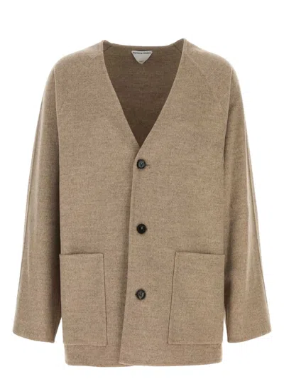 BOTTEGA VENETA MEN'S DOVE WOOL BLEND CARDIGAN