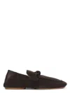 Bottega Veneta Round Toe Suede Loafers With Knot Detail