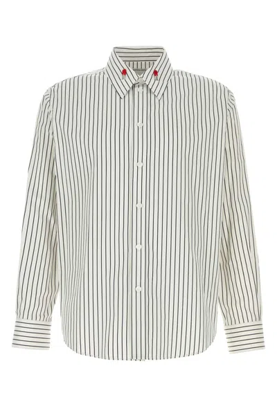 Bottega Veneta Men Embroidered Poplin Shirt In Stripped