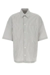 Bottega Veneta Striped Overshirt With Bv Embroidery In Multicolor