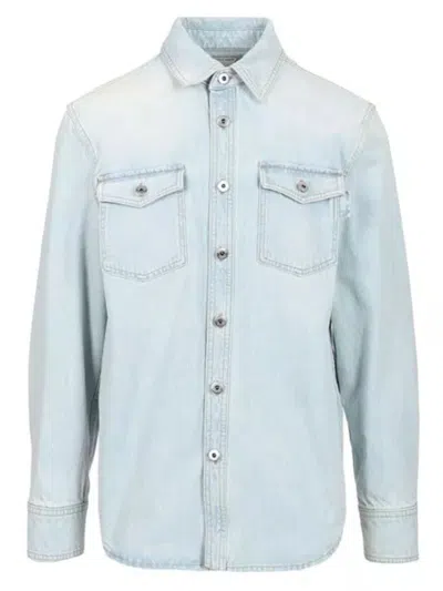 Bottega Veneta Men Extra Bleach Denim Overshirt In Blue