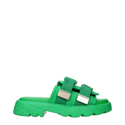 Bottega Veneta Men's Fabric Green/grass Slippers And Clogs