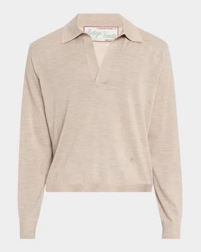 Bottega Veneta Men's Fine Cashmere Polo Shirt In Neutral