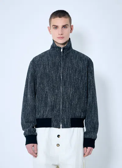 Bottega Veneta Men Fleck Zip-up Jacket In Black