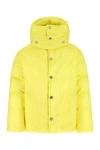 Bottega Veneta Nylon Hooded Jacket With Adjustable Hem And Cuffs In Yellow