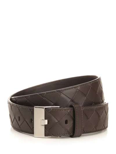 Bottega Veneta Men Fomdente Intrecciato Belt In Brown